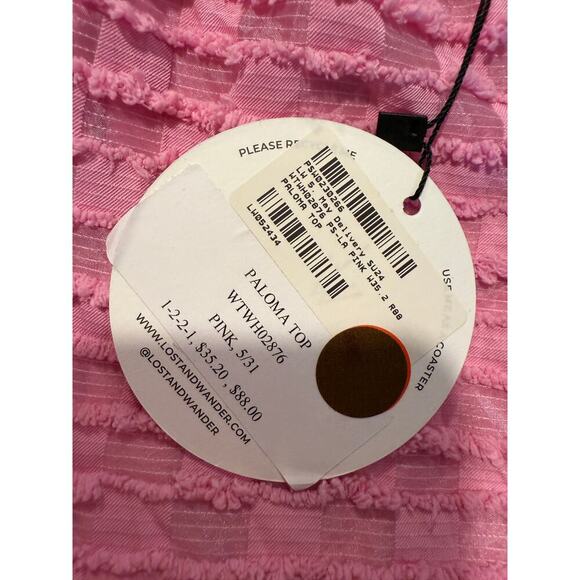 Lost Wander Paloma Pink Textured Puff Sleeve Top & Mini Skirt Set Small Brunch - Picture 8 of 13